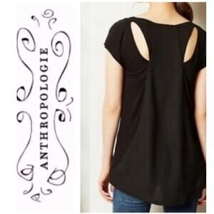 Anthropologie Top Women's XS Deletta Black Shimmerwing Back Cut Out